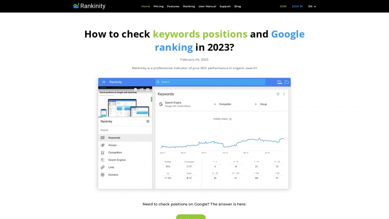 Homepage of rankinity