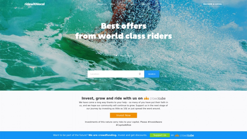 Homepage of ridewithlocal