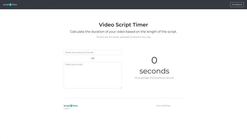 Homepage of script2time