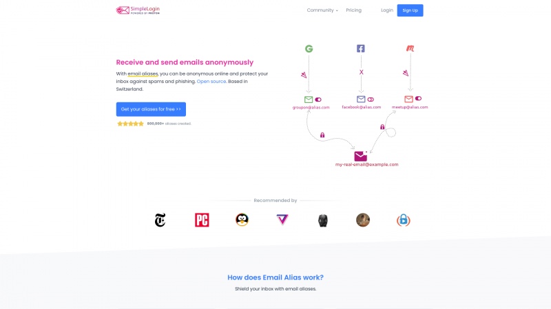 SimpleLogin: The Ultimate Open-Source Email Alias Solution for Privacy Protection Homepage of simplelogin