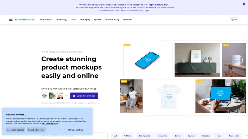 Homepage of smartmockups