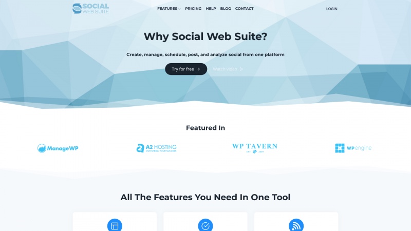 Homepage of socialwebsuite