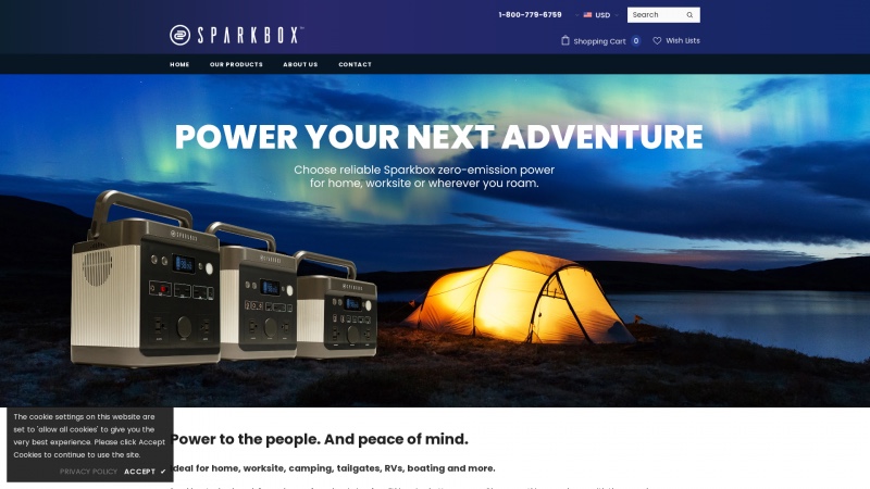 Homepage of sparkboxpower