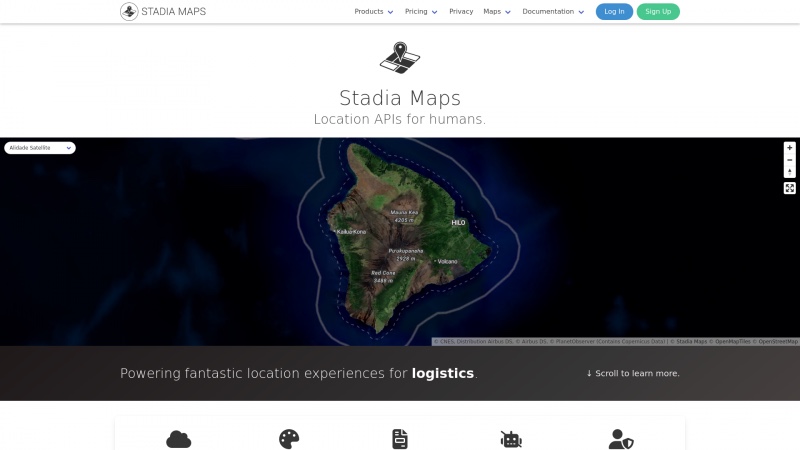 Homepage of stadiamaps