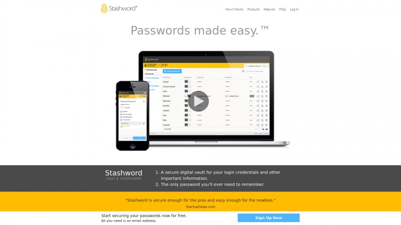 Homepage of stashword