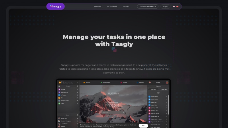 Homepage of taagly