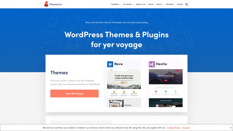 Homepage of themeisle