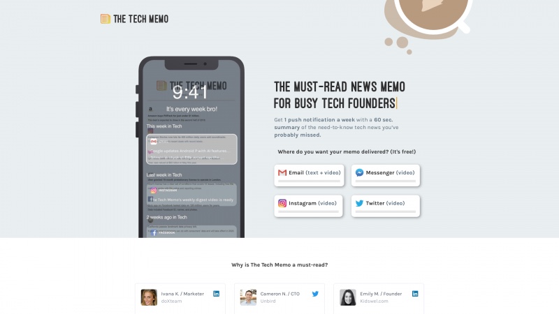 Homepage of thetechmemo