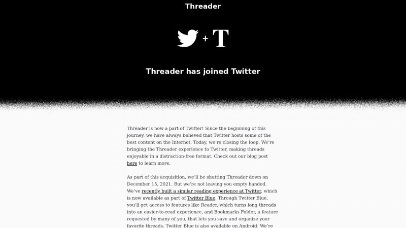 Homepage of threader