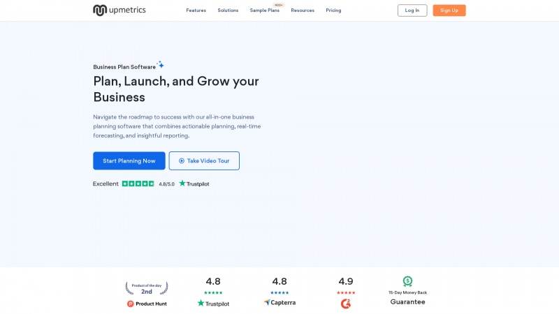 Homepage of upmetrics