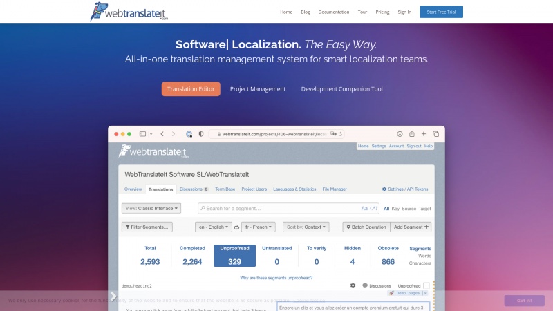 Homepage of webtranslateit