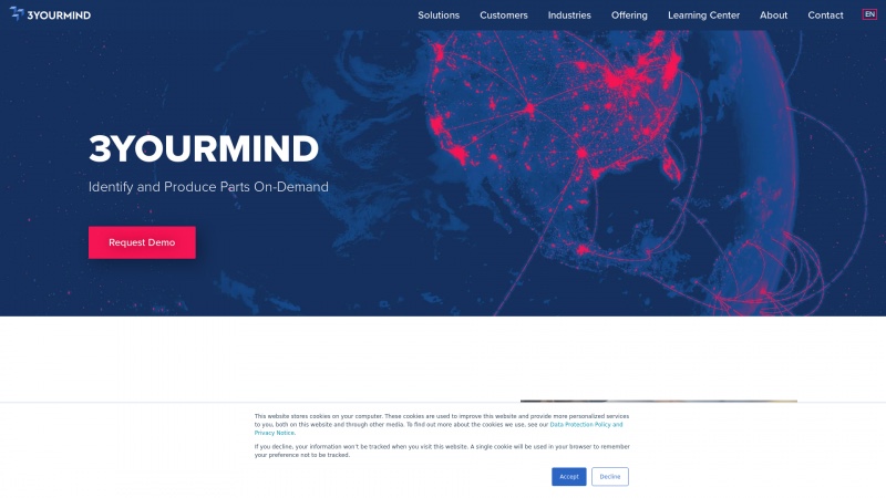 On-Demand Manufacturing Solutions by 3YOURMIND: Identify and Produce Parts Efficiently Homepage of 3yourmind