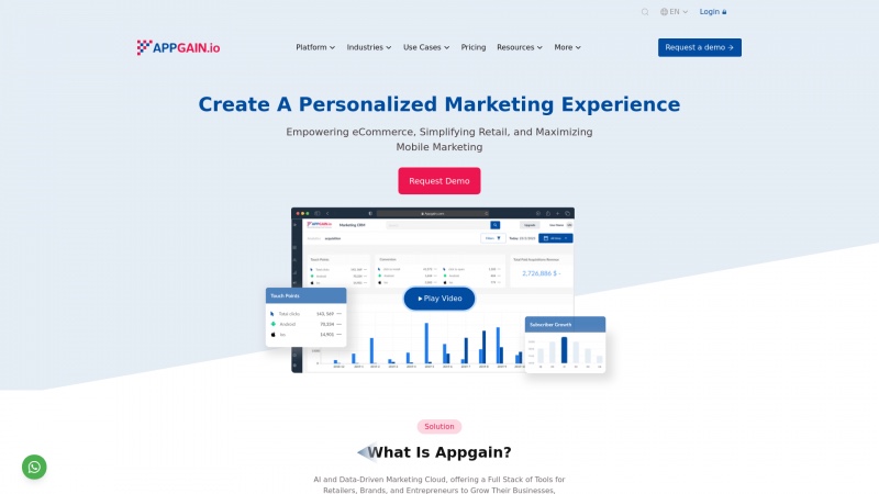 Homepage of appgain