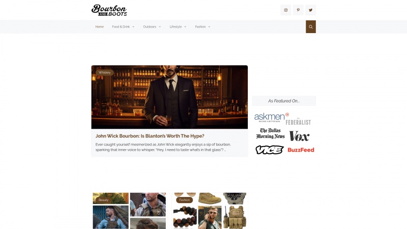 Homepage of bourbonandboots