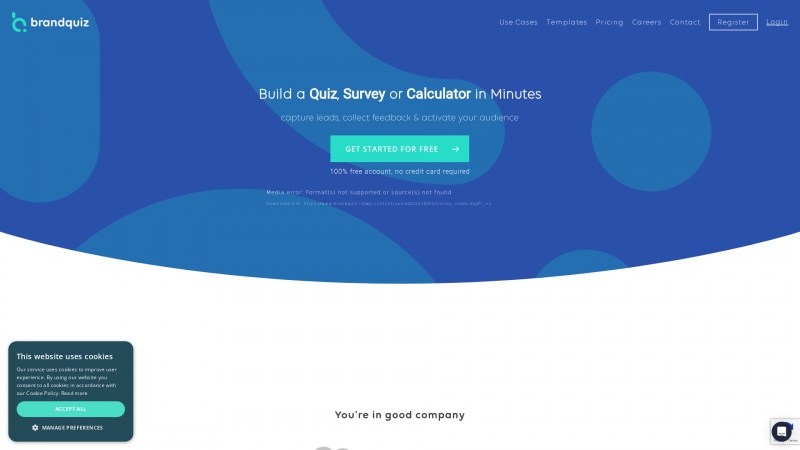 Homepage of brandquiz