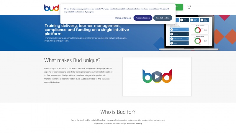 Homepage of bud