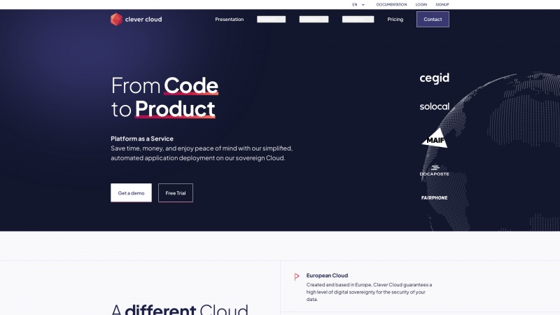 Homepage of clever-cloud