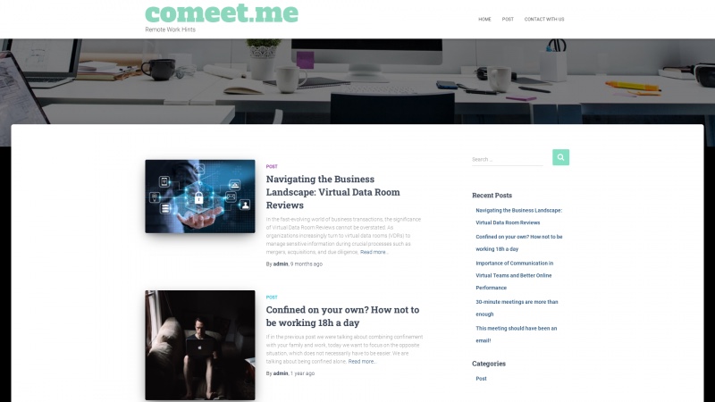 Homepage of comeet