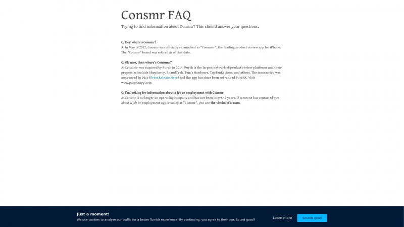 Homepage of consmr