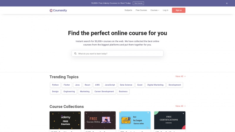 Homepage of coursesity