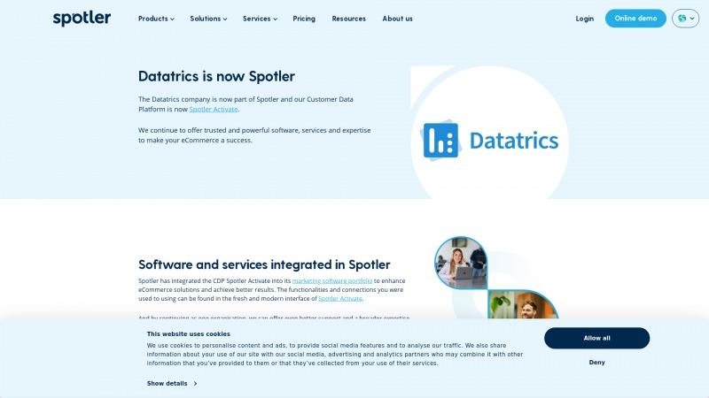 Homepage of datatrics