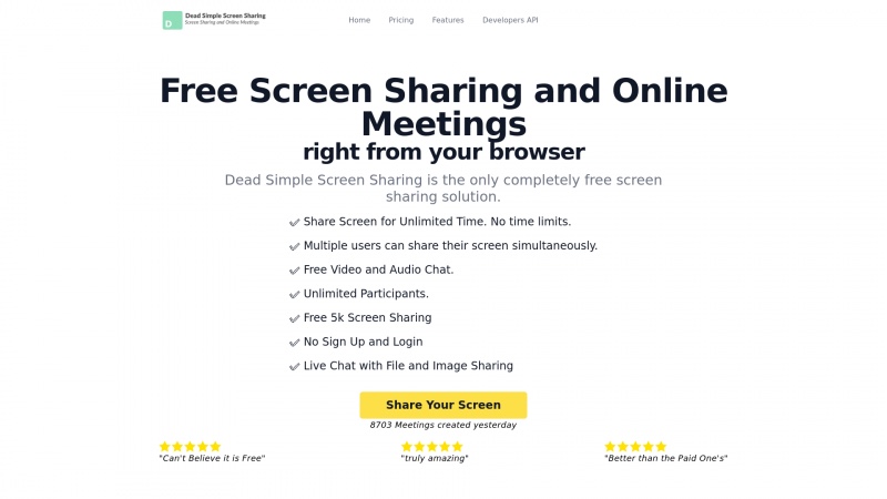 Homepage of deadsimplescreensharing