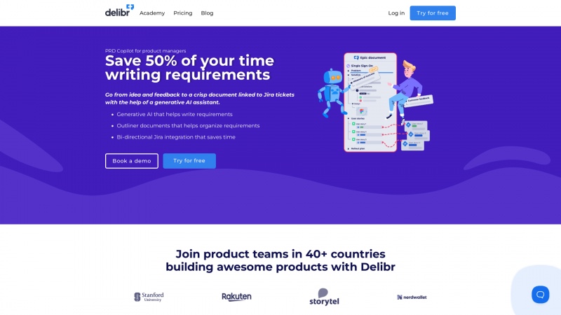 Homepage of delibr