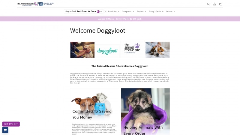 Homepage of doggyloot