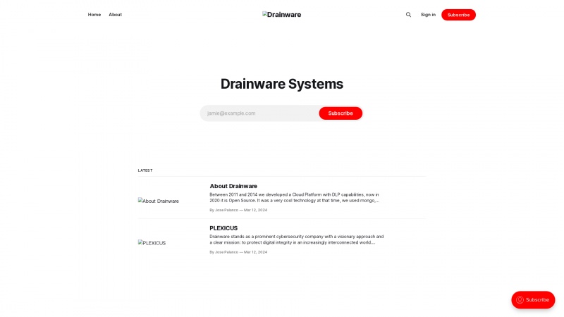 Homepage of drainware