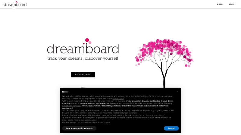 Homepage of dreamboard