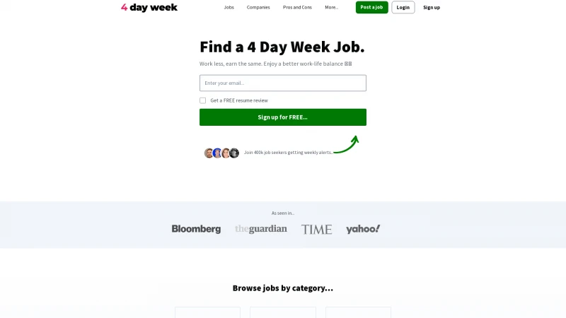 Homepage of 30hourjobs