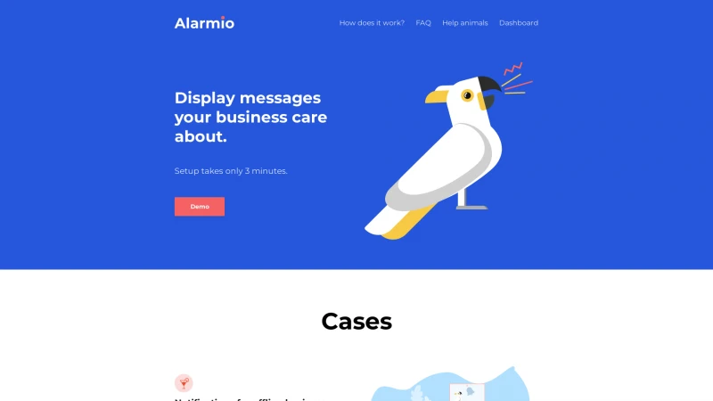 Homepage of alarmio