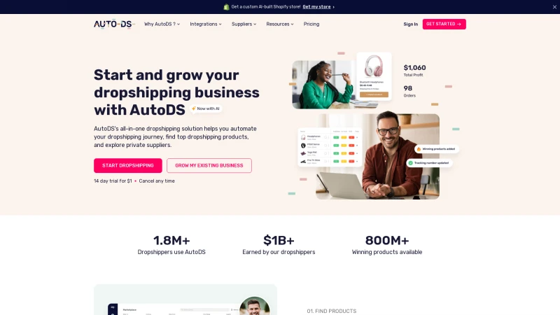 Homepage of autods