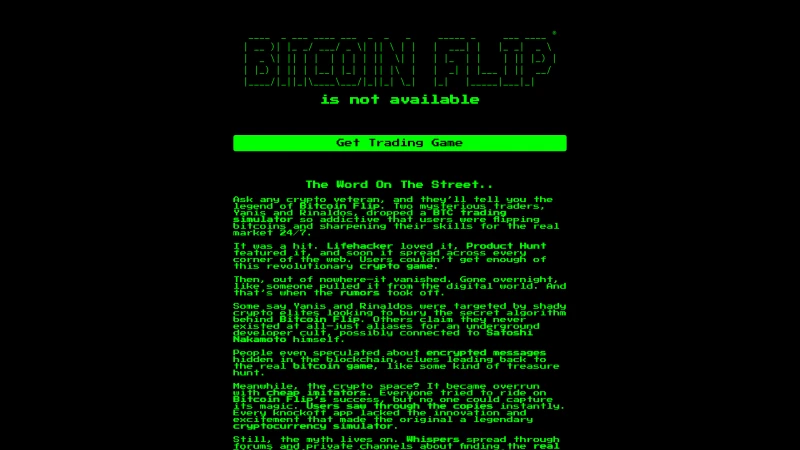 Homepage of bitcoinflip