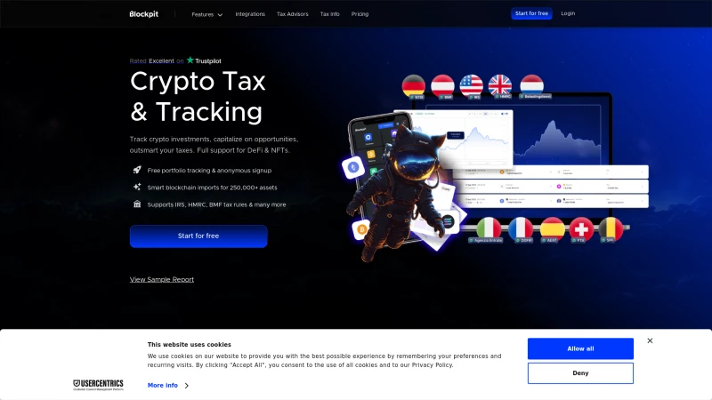 Homepage of blockpit