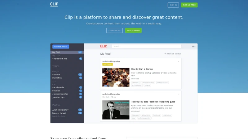 Homepage of crowdlinker