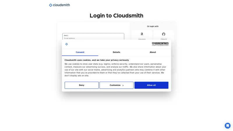 Homepage of cloudsmith