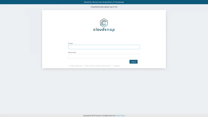 Homepage of cloudsnap