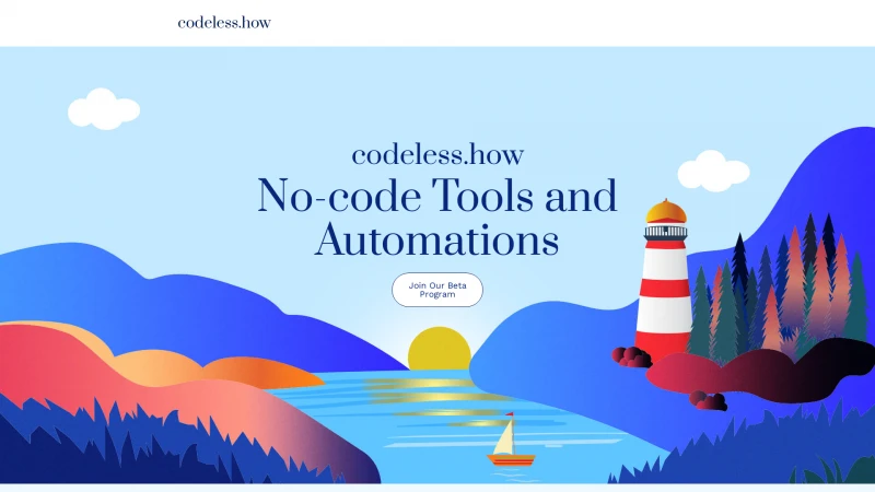Homepage of codeless