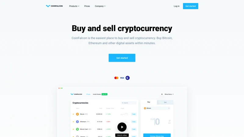 Homepage of coinfalcon