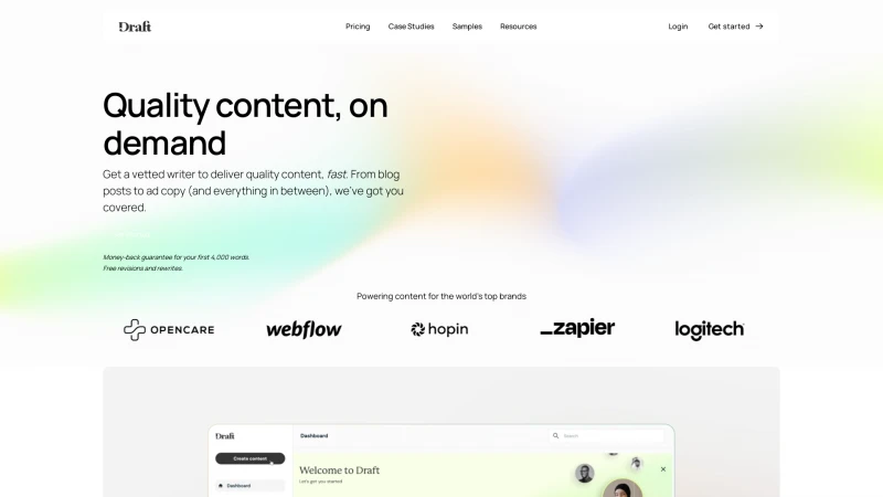 Homepage of contentfly