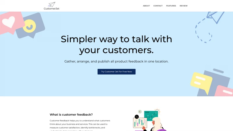 Homepage of customerjet