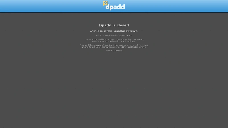 Homepage of dpadd