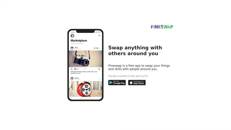 Homepage of fineswap