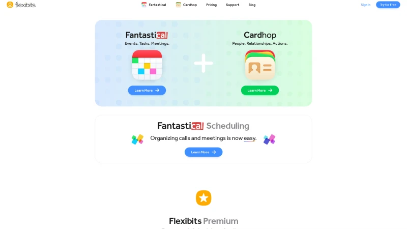 Homepage of flexibits