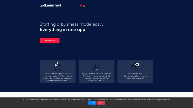 Homepage of getlaunched