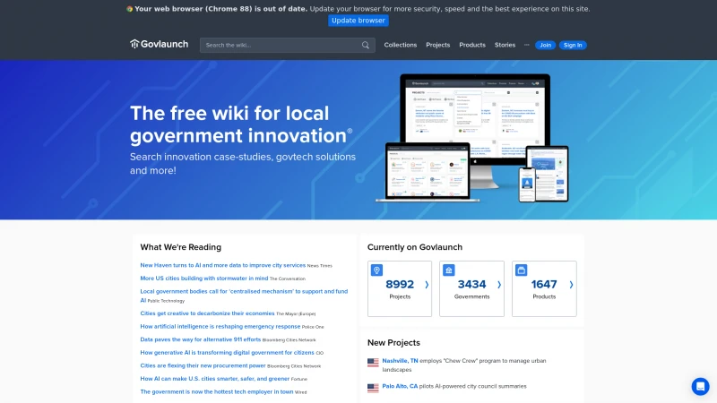 Homepage of govlaunch