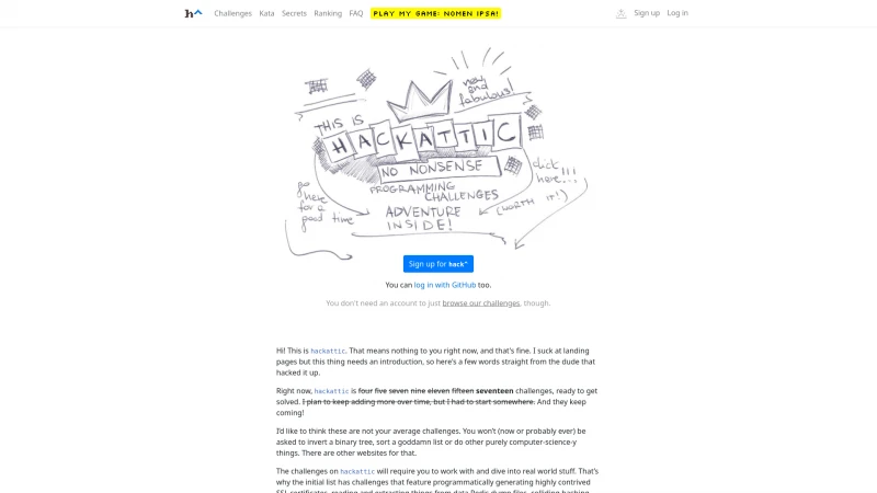 Homepage of hackattic