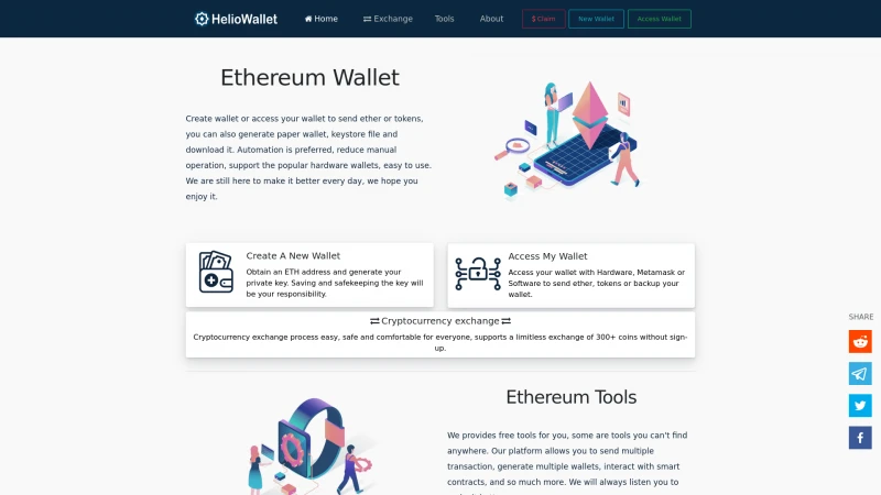 Homepage of heliowallet