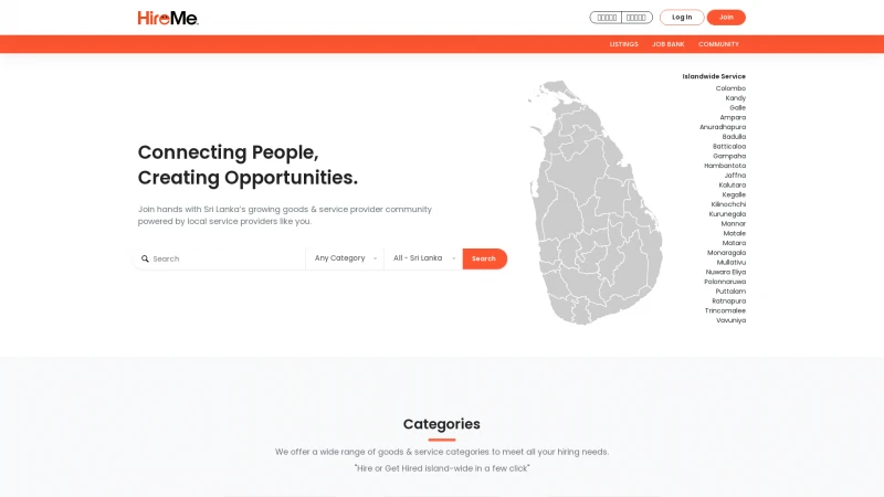 Homepage of hireme